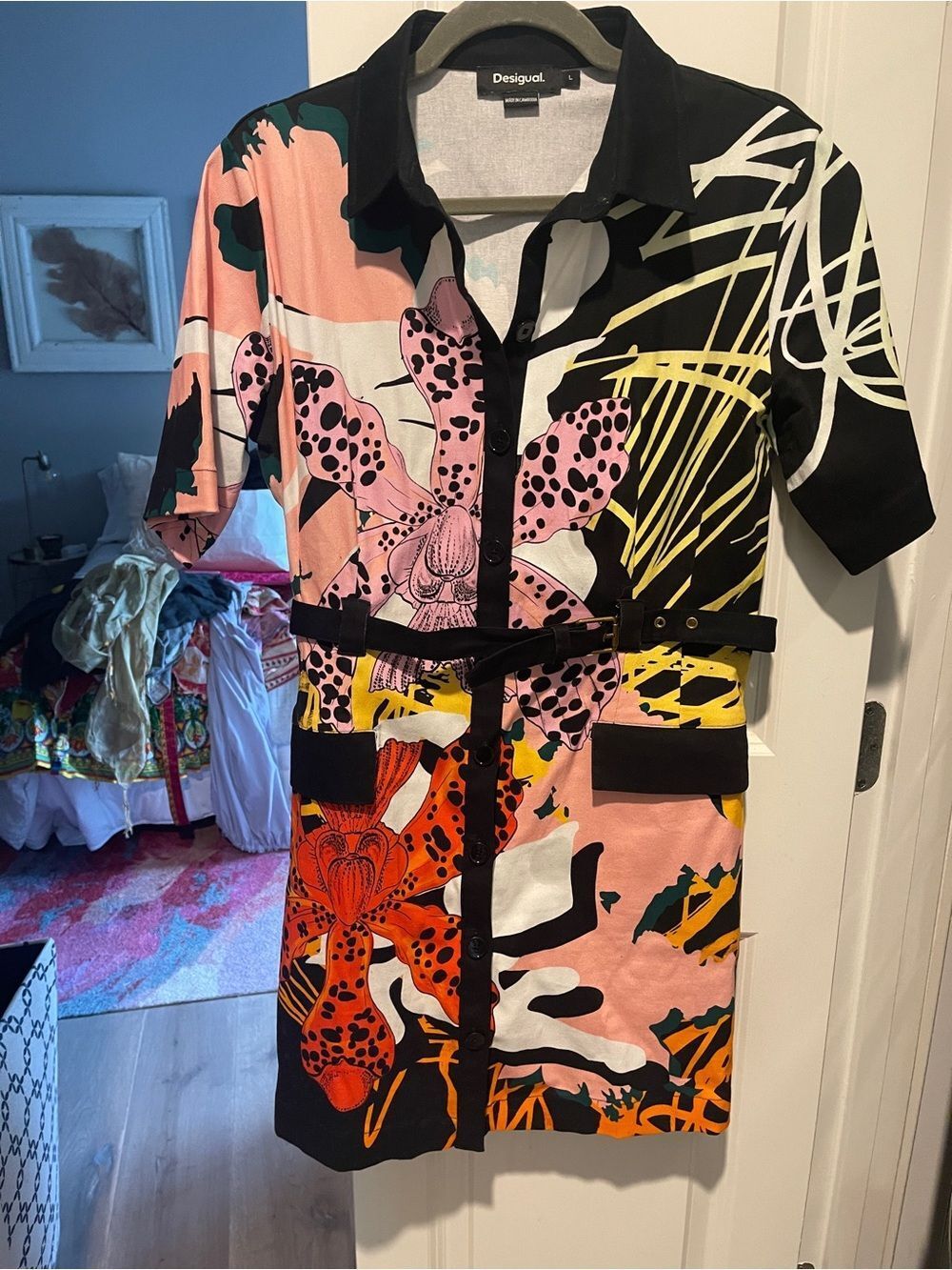 Desigual Pink Multicolor Floral Patchwork Midi Dress - Picture 2 of 7